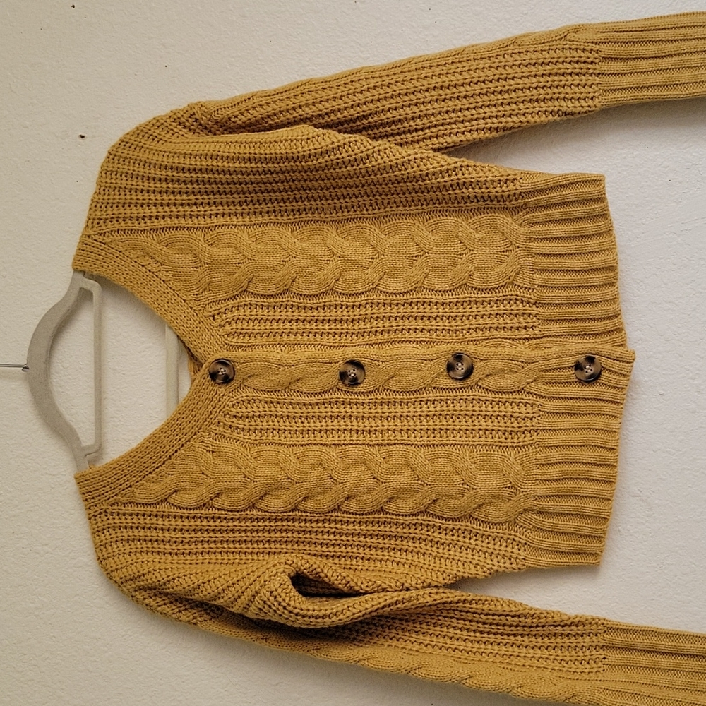 moon& Madison  vneck croptop knit sweater size XS color mustard - Picture 5 of 10